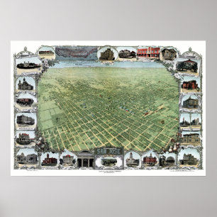 San Jose panorama- karta för CA - 1901 Poster