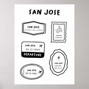 San Jose - Resa Frimärke Collection Minimalist D Poster