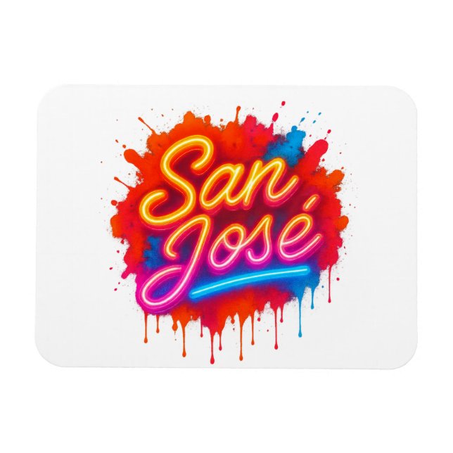 San José Retro Neon Script Street Art Stänk Magnet (Horisontell)
