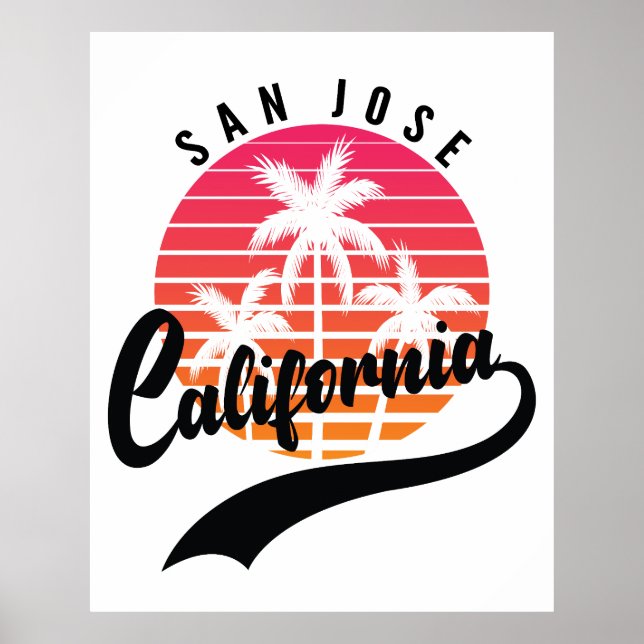 San Jose Retro Solnedgångsaffisch Poster (Framsidan)