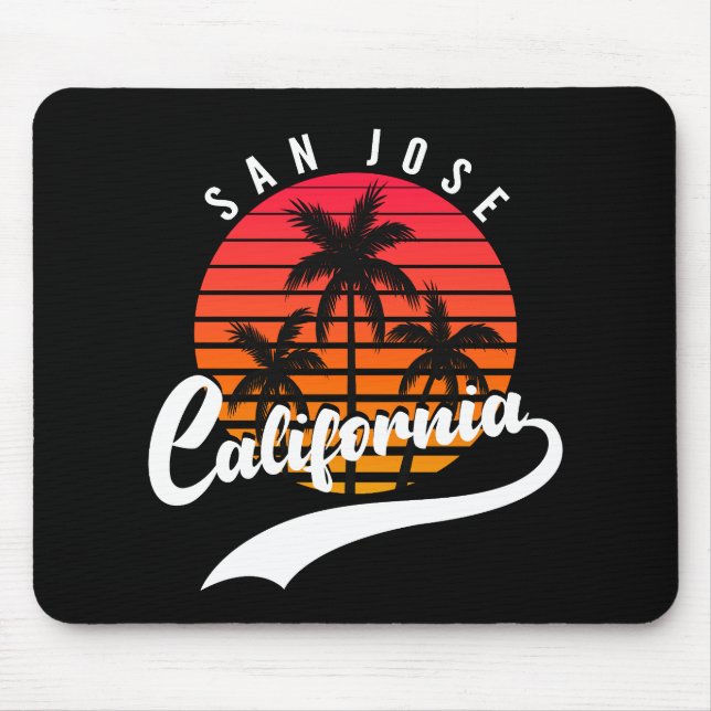 San Jose Retro Sunset Mouse Pad Musmatta (Framsidan)