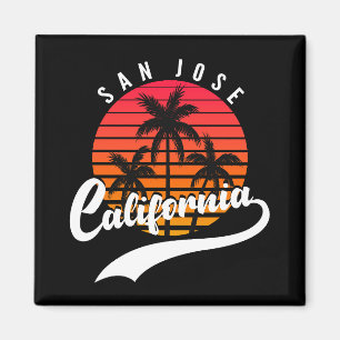 San Jose Retro Sunset och Handflatan Träd Magnet