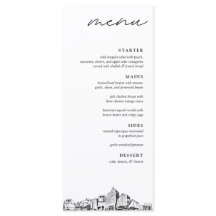 San Jose Skyline Modern Bröllop Dinner Menu