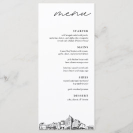 San Jose Skyline Modern Bröllop Dinner Menu Meny