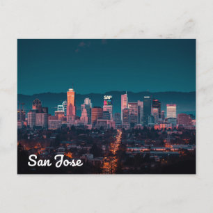 San Jose Skyline Nattvy Vykort