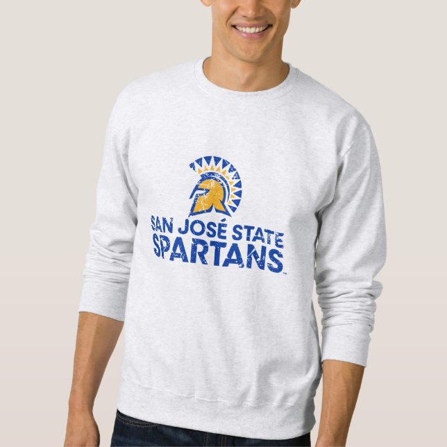 San Jose State Spartans Logotyp Varumärke Distress Lång Ärmad Tröja (Framsida)
