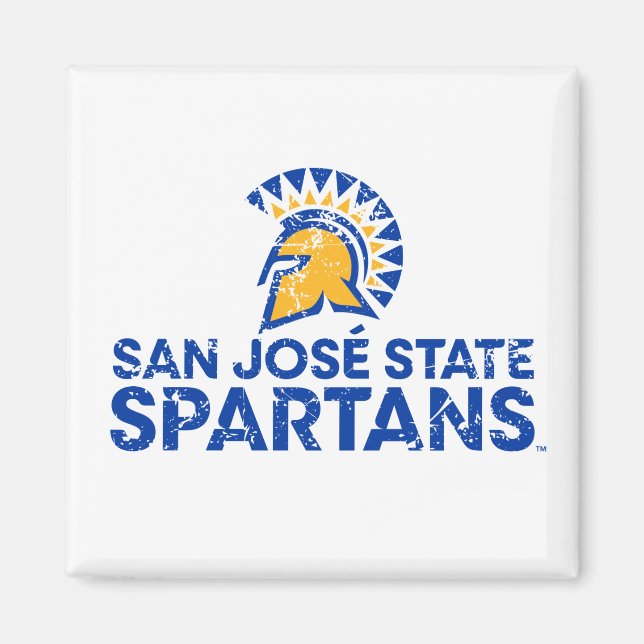 San Jose State Spartans Logotyp Wordmark Distress Magnet (Framsidan)