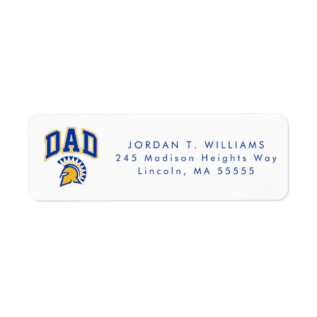 San Jose-staten Spartans Pappa Returadress Etikett (Framsidan)