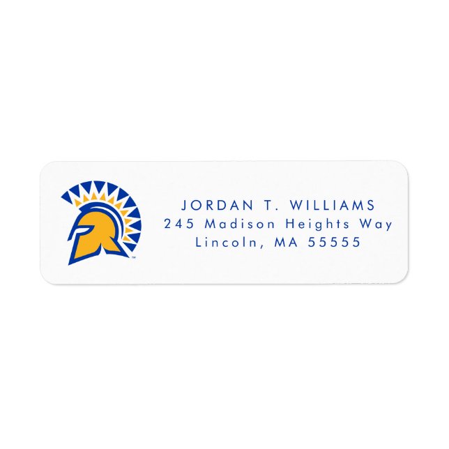 San Jose-staten Spartans Returadress Etikett (Framsidan)