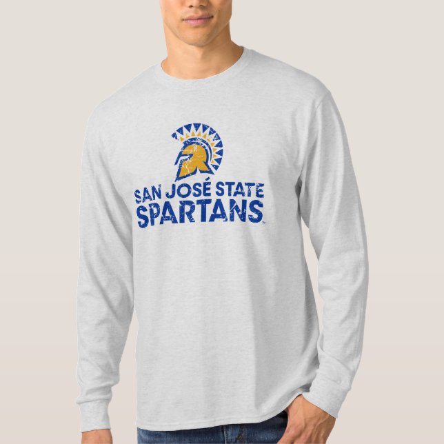 San Jose statlig Spartans logotyp bedrövade T Shirt (Framsida)