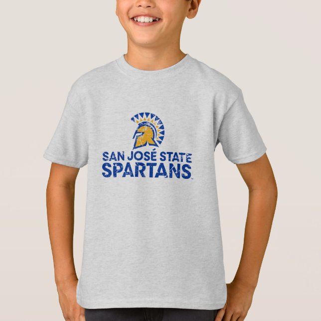 San Jose statlig Spartans logotyp bedrövade T Shirt (Framsida)
