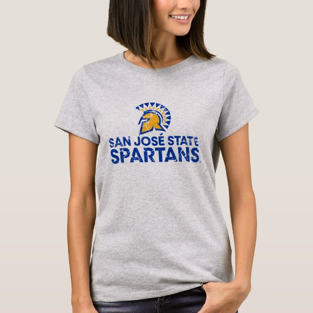 San Jose statlig Spartans logotyp bedrövade T Shirt (Framsida)
