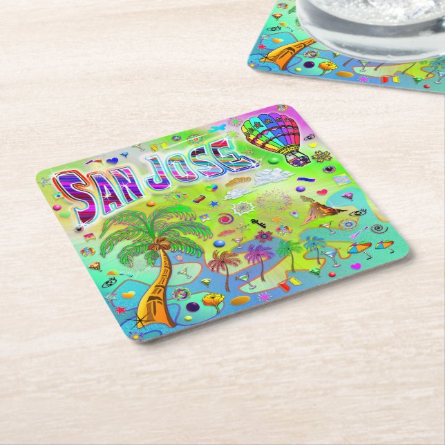 San Jose Tidlös Melodi Coaster Underlägg Papper Kvadrat (Vinklad)