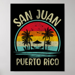 San Juan Beach Puerto Rico Palmträd Familj Sommar Poster