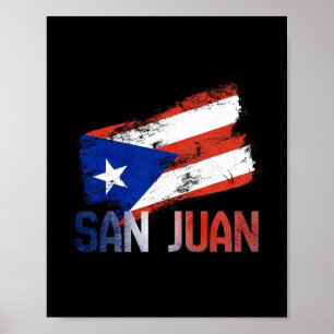 San Juan City Puerto Rico Flagga Vintage Roots Bor Poster