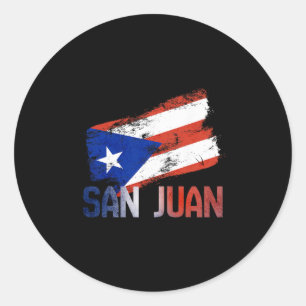 San Juan City Puerto Rico Flagga Vintage Roots Bor Runt Klistermärke