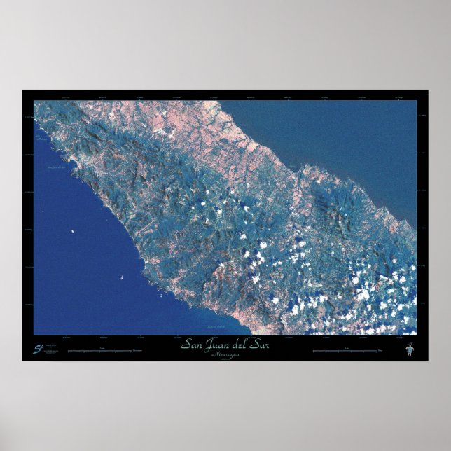 San Juan del Sur, Nicaragua satellit affisch (Framsidan)