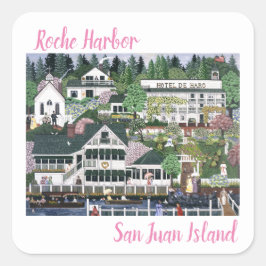 San Juan Island ~ Roche Harbour Fyrkantigt Klistermärke