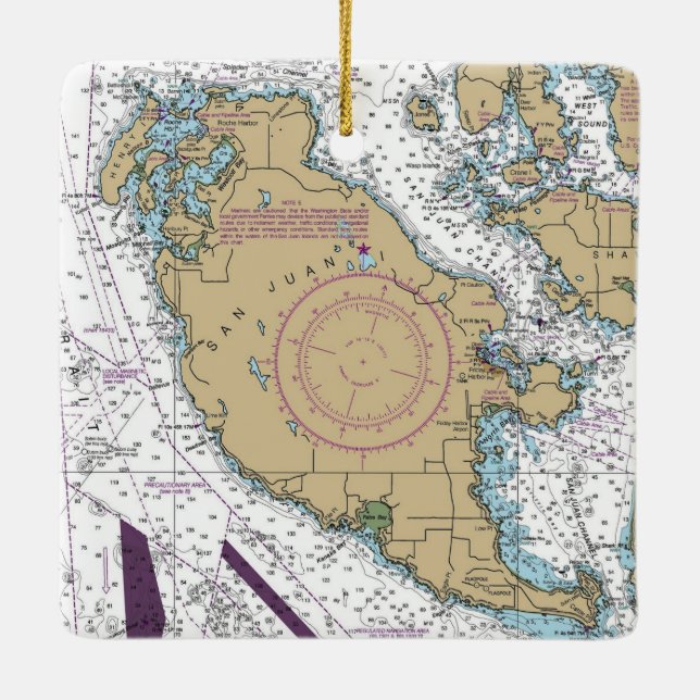 San Juan Island WA-diagram Julgransprydnad Keramik (Baksida)