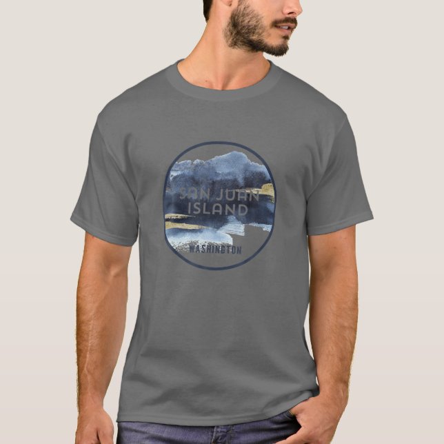 San Juan Island, Washington Pacific NW Watercolor T Shirt (Framsida)