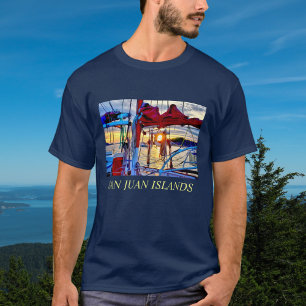 San Juan Islands Sunset and Sailcraft Tee Shirt