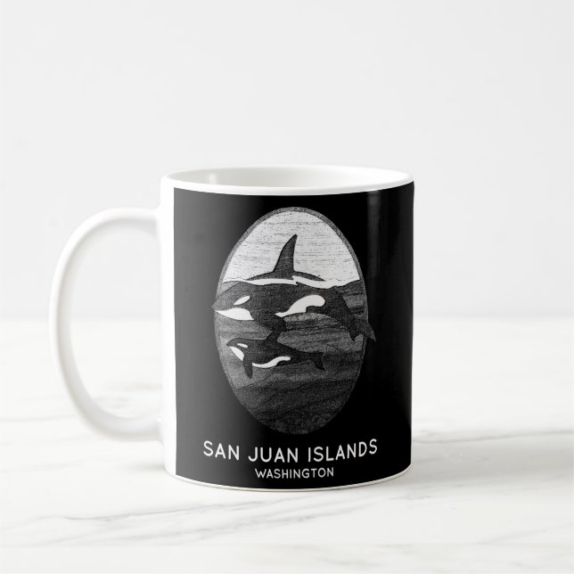 San Juan Islands Washington Orca Whale Kaffemugg (Vänster)