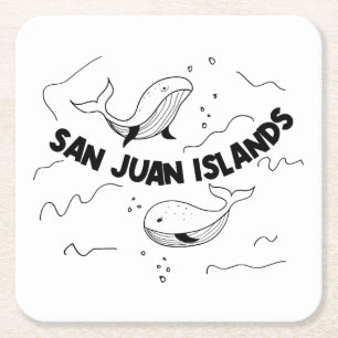 San Juan Islands Whales Underlägg Papper Kvadrat