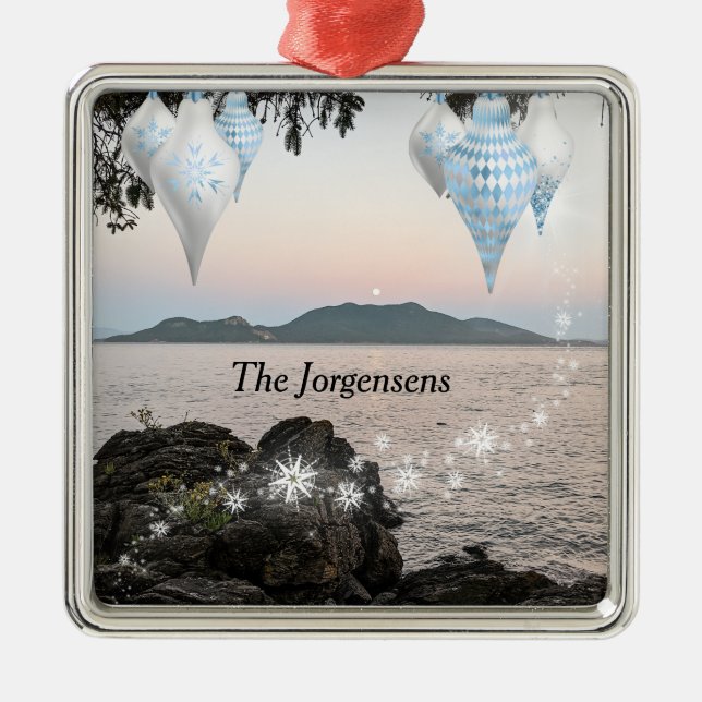 San Juan-öarna - Måne Stigning över Cypern Julgransprydnad Metall (Framsidan)