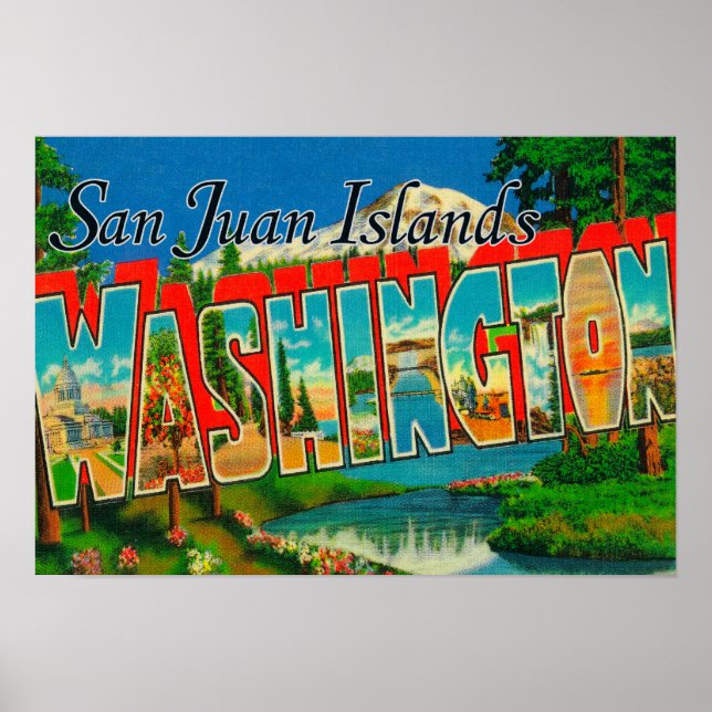 San Juan-öarna, Washington Large Brev Poster (Framsidan)