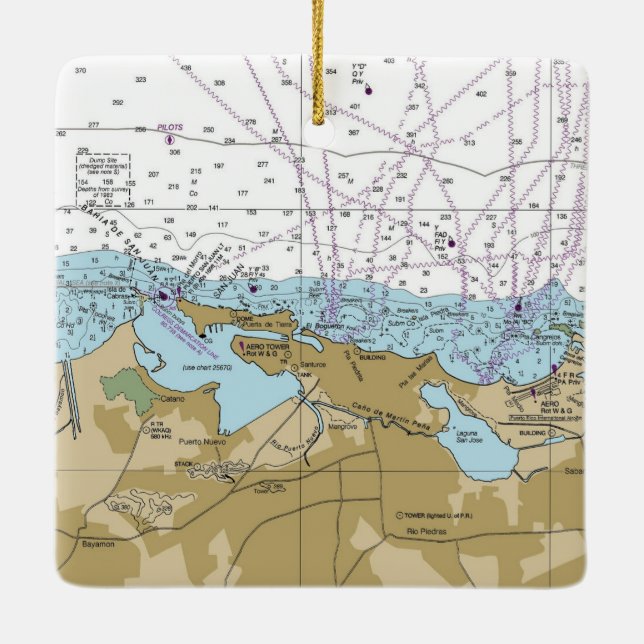 San Juan Puerto Rico-diagram Julgransprydnad Keramik (Baksida)