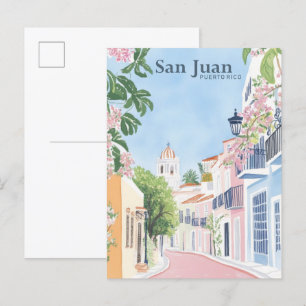 San Juan Puerto Rico Gouache Illustration Resa Vykort
