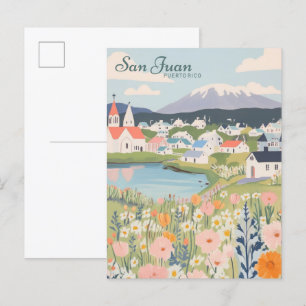San Juan Puerto Rico Gouache Illustration Travel Vykort
