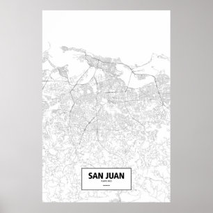 San Juan Puerto Rico (svarten på vit) Poster