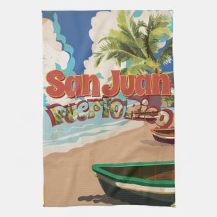 San Juan Puerto Rico Vintage Resemål Kökshandduk
