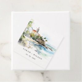 San Juan Puerto Rico Watercolor Landscape Wedding Gåvor Etiketter