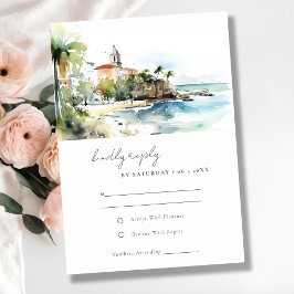 San Juan Puerto Rico Watercolor Landscape Wedding OSA Kort