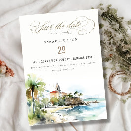 San Juan Puerto Rico Watercolor Landscape Wedding Spara Datumet