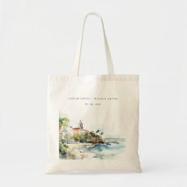 San Juan Puerto Rico Watercolor Landscape Wedding Tygkasse