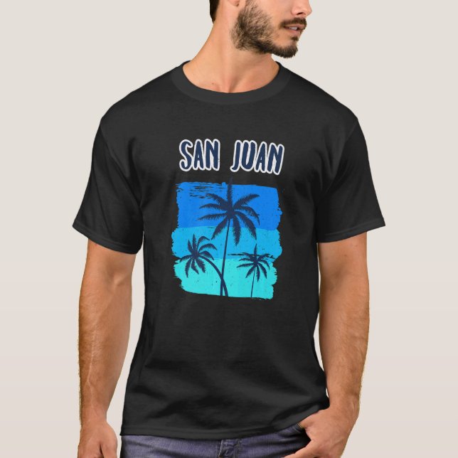San Juan Tropical Cruise Stop Handflatan Träd Vaca T Shirt (Framsida)