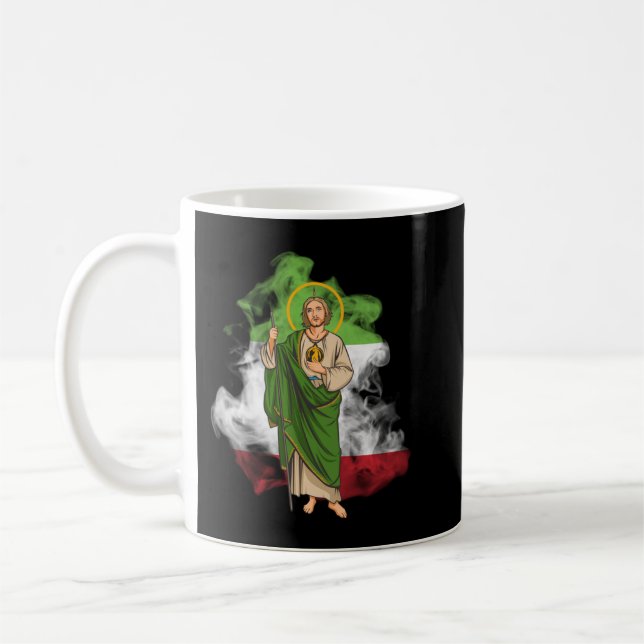 San Judas Tadeo con Bandera de México Pullover Kaffemugg (Vänster)