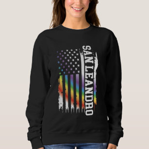 San Leandro United Stater Distress Rainbow w USA T Shirt