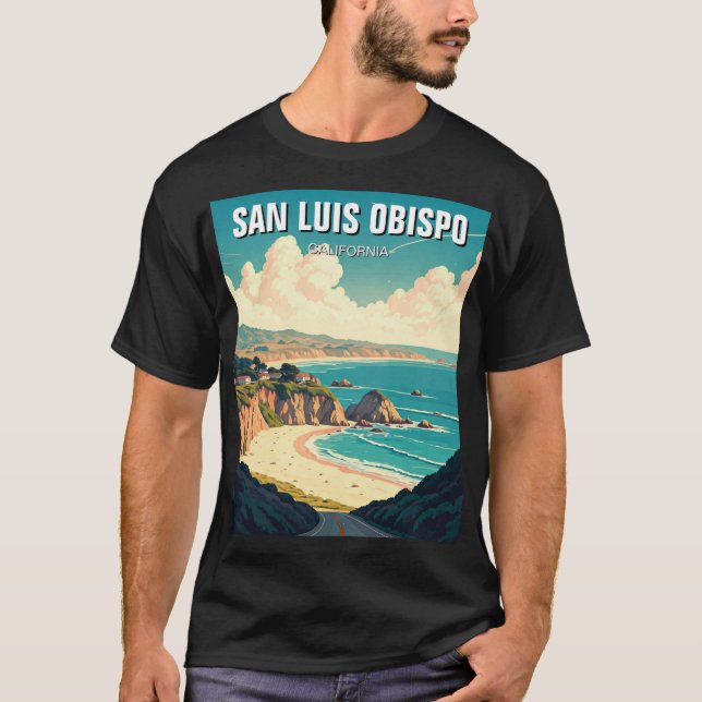 San Luis Obispo California Central Kusten T Shirt (Framsida)