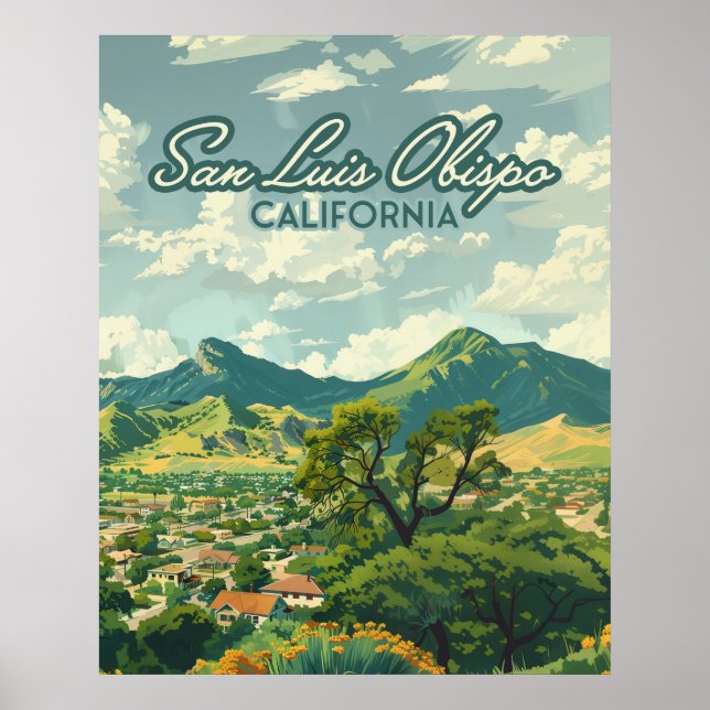 San Luis Obispo SLO California Central Kusten Retr Poster (Framsidan)