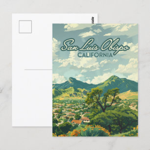 San Luis Obispo SLO California Central Kusten Retr Vykort