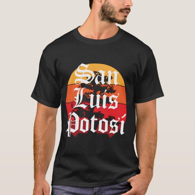 San Luis Potosi City Mexico Old English Chola T Shirt (Framsida)