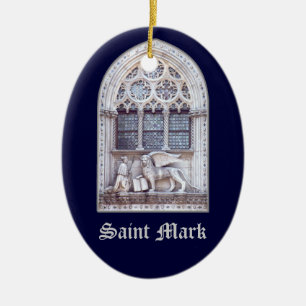 San Marco bevingat lejont målat glassfönster Julgransprydnad Keramik