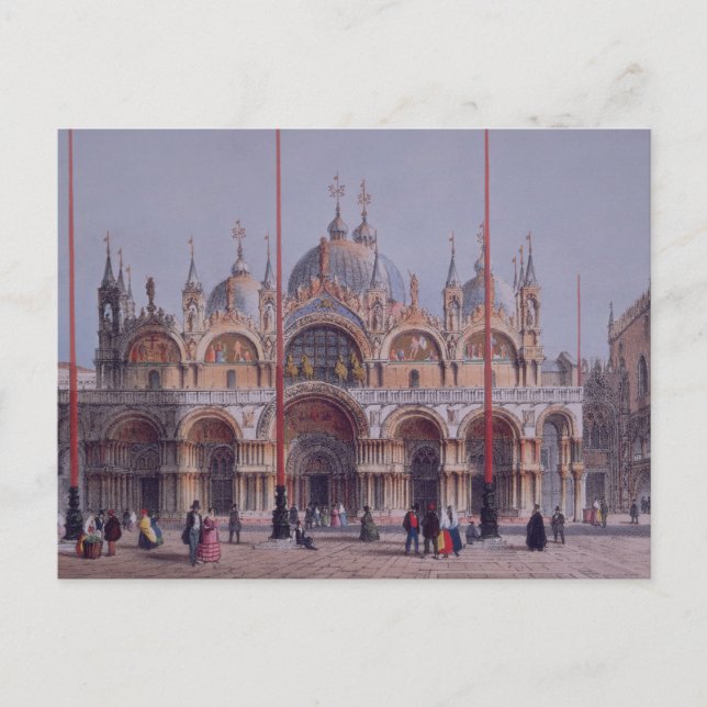 San Marco, Venedig, graverad av Brizeghel (litho) Vykort (Framsida)
