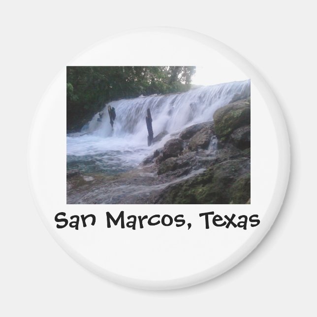 San Marcos River Falls Button Magnet (Framsidan)