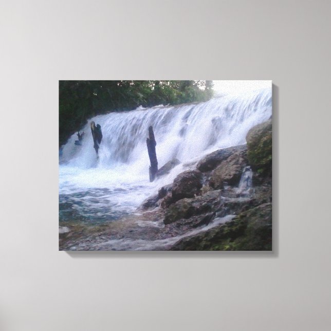 San Marcos River Falls Stretched Kanvastryck (Framsida)