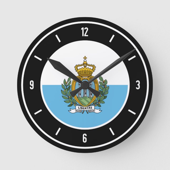 San Marino Flagga Elegant Rund Klocka (Framsida)